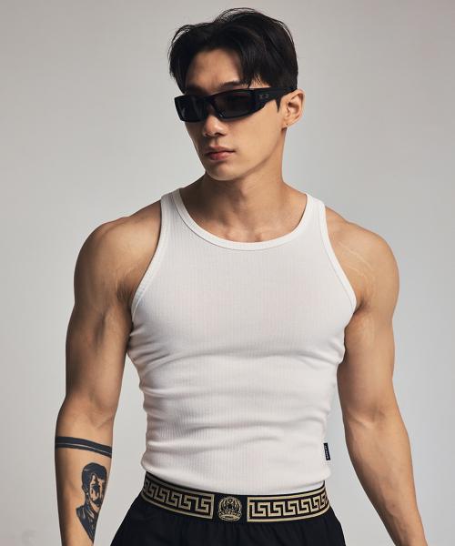 [아스트로브] 엑스 니트 골지 머슬 나시 화이트 AS25FW1SL71