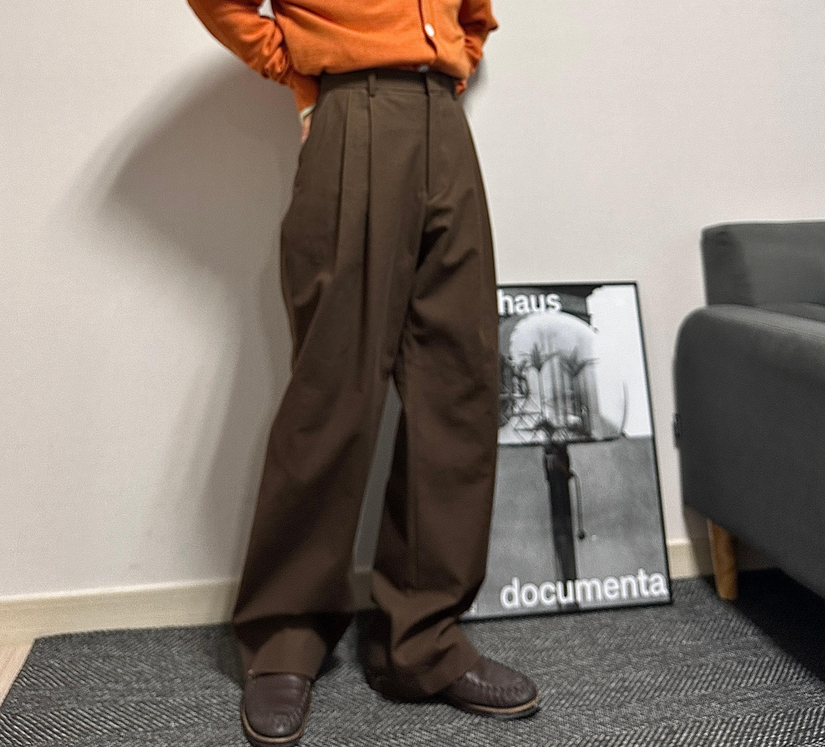 メンズチノパンツ 男性用コットンパンツ ワイドパンツ セミワイド