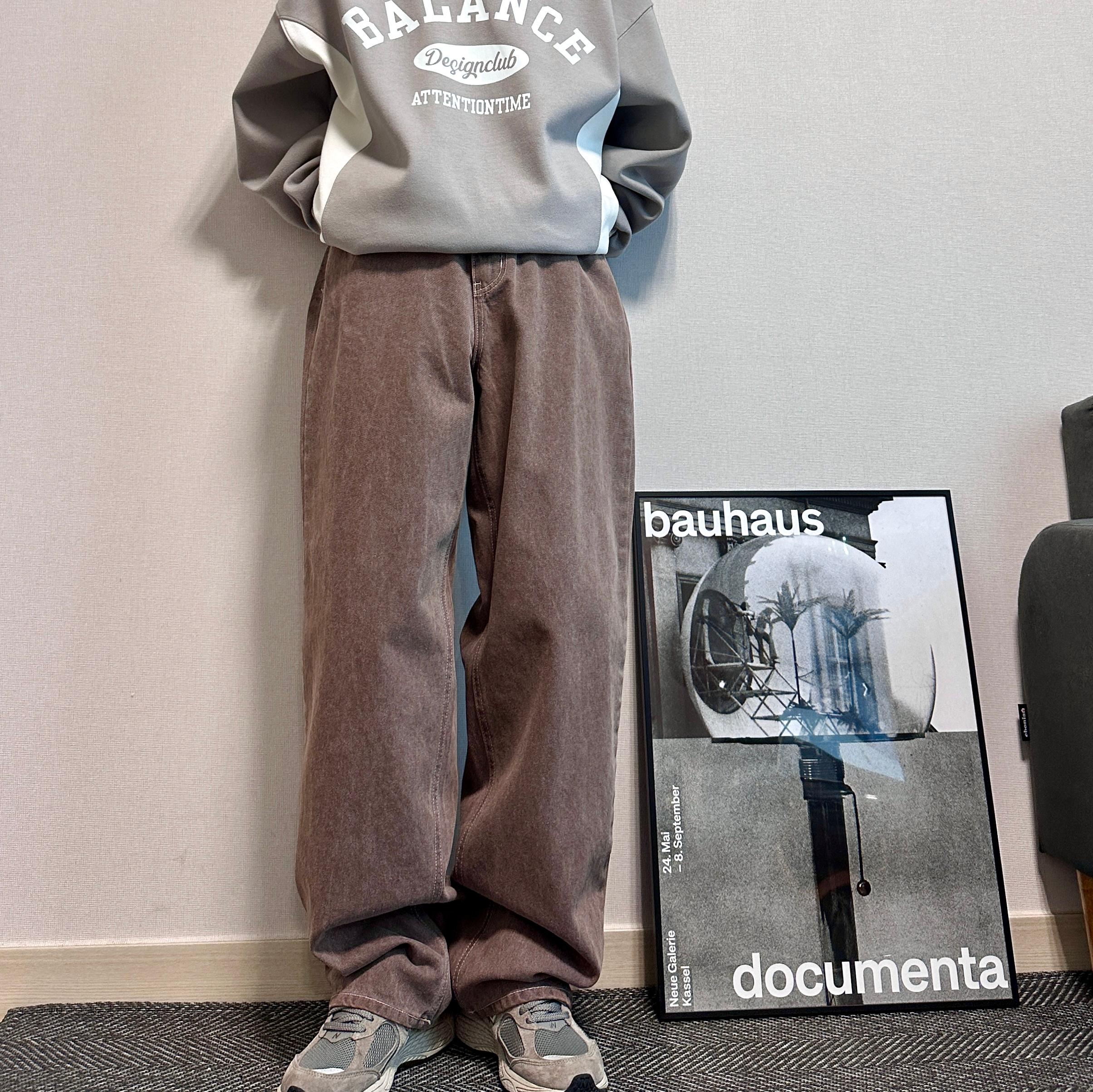 メンズワイドパンツ ピグメントウォッシュ セミワイド レギュラーフィット