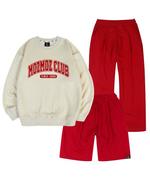 [Mozmoz] [SET] ボトムス選択 アーチロゴ スウェット トレーニングセット クリーム mozs029c