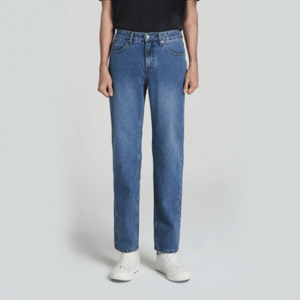 MUSINSA スモークムード メンズ ジーンズ テーパード ミディアムインディゴ 快適 スタイリッシュ ウェア L