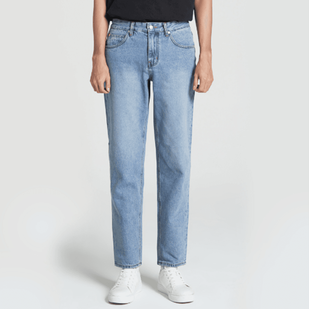 SMOOKMOOD（スモークムード）国内製造 プレミアム ストレートテーパードフィット ライトブルー カジュアルジーンズ Musinsaジーンズ