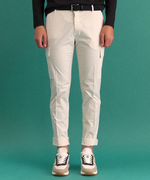 [빠니깔레] ホワイト スリムフィット コットン カーゴパンツ F-GCPT10-WH