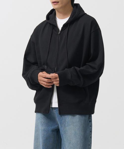 [토피] 2WAY スウェット フーディー ジップアップ (BLACK) TAF-2WHZU01BK