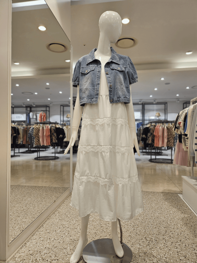 Olive des Olive デニムジャケット セットアップ ノースリーブ ロング ワンピース YW5MO133