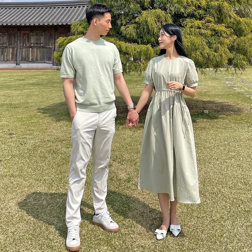 ミント Cotton ロング ワンピース ベビー撮影 新婚旅行 夏 カップル シミラールック