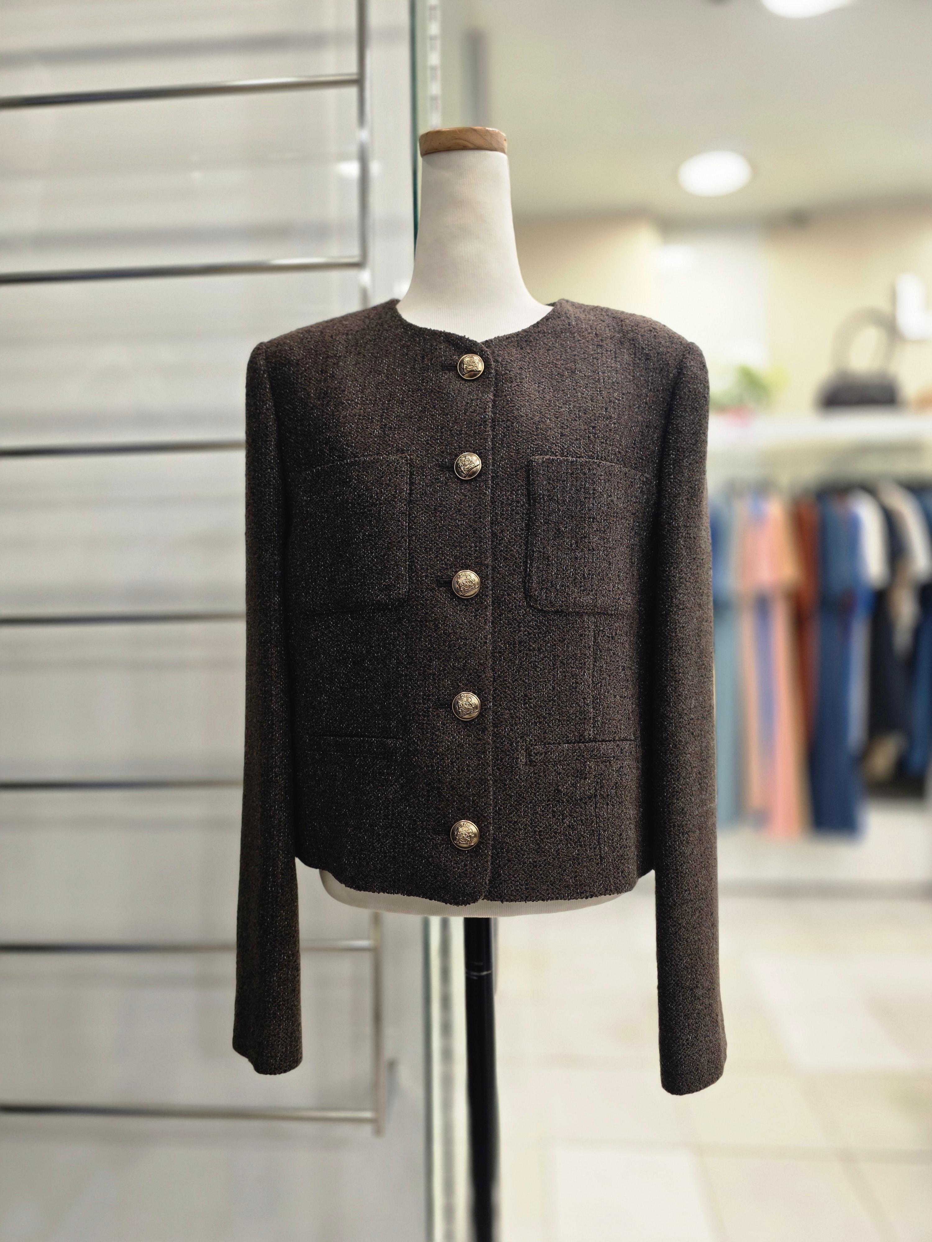 LIST ツイード ポケット ラウンドネック ジャケット TWWJKP7203