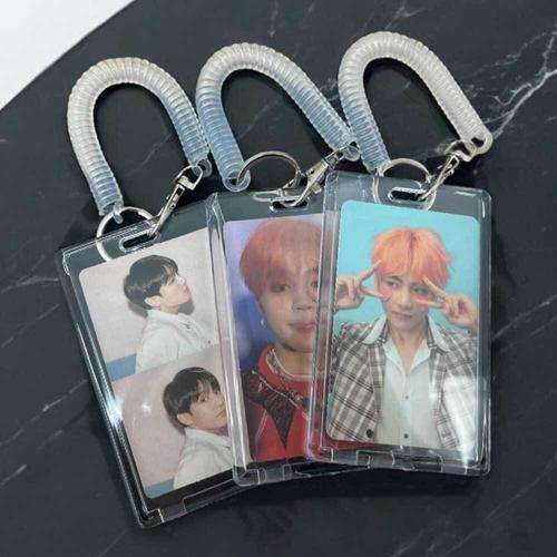 フォトカードホルダー パスケースホルダー スプリングキーリング チケットホルダー