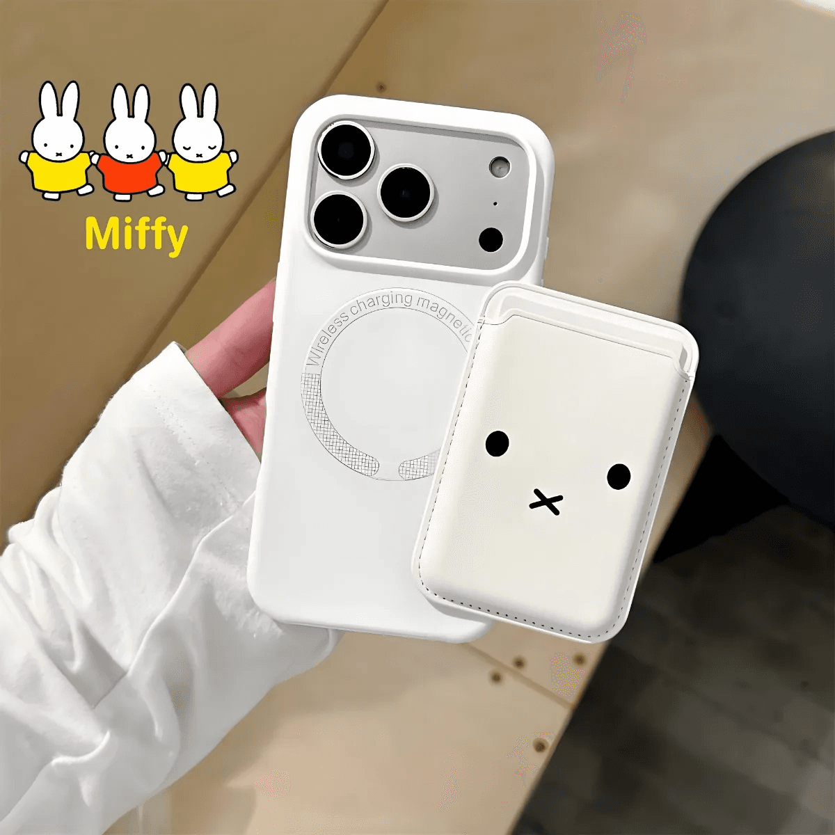 미피 맥세이프 카드 지갑 케이스 - 애플 아이폰 가나디 그립톡 슬롯 베이직 가죽 신지모루