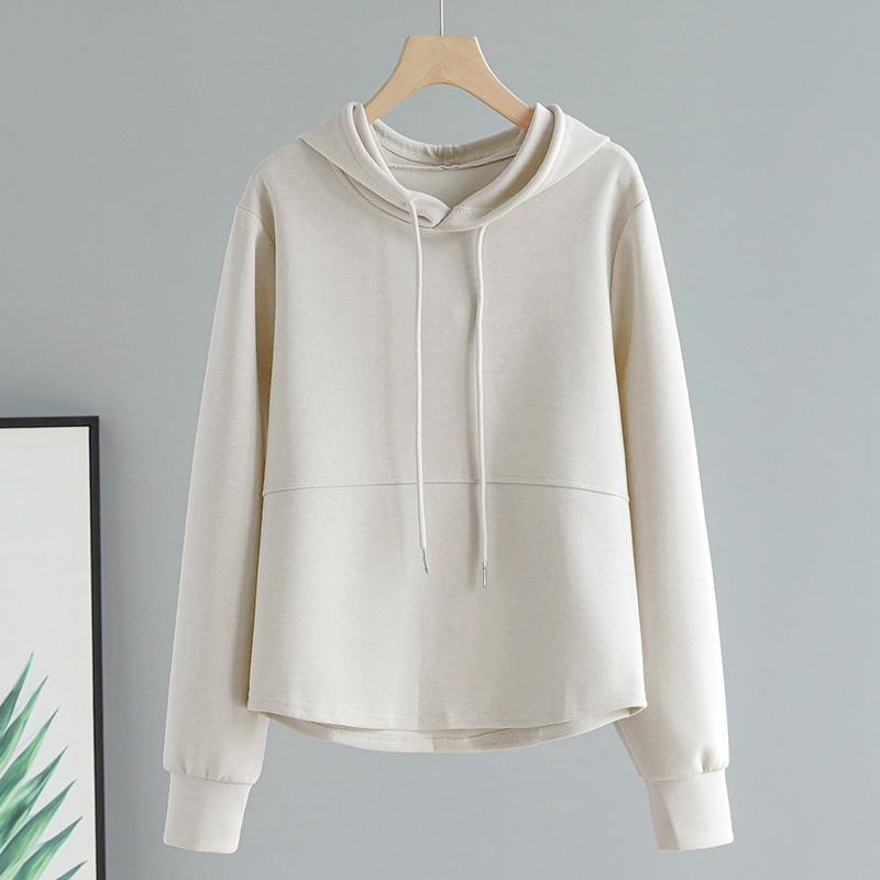 レディース 春 秋 フード Tシャツ ルーズフィット カジュアル 長袖 スウェット トップス