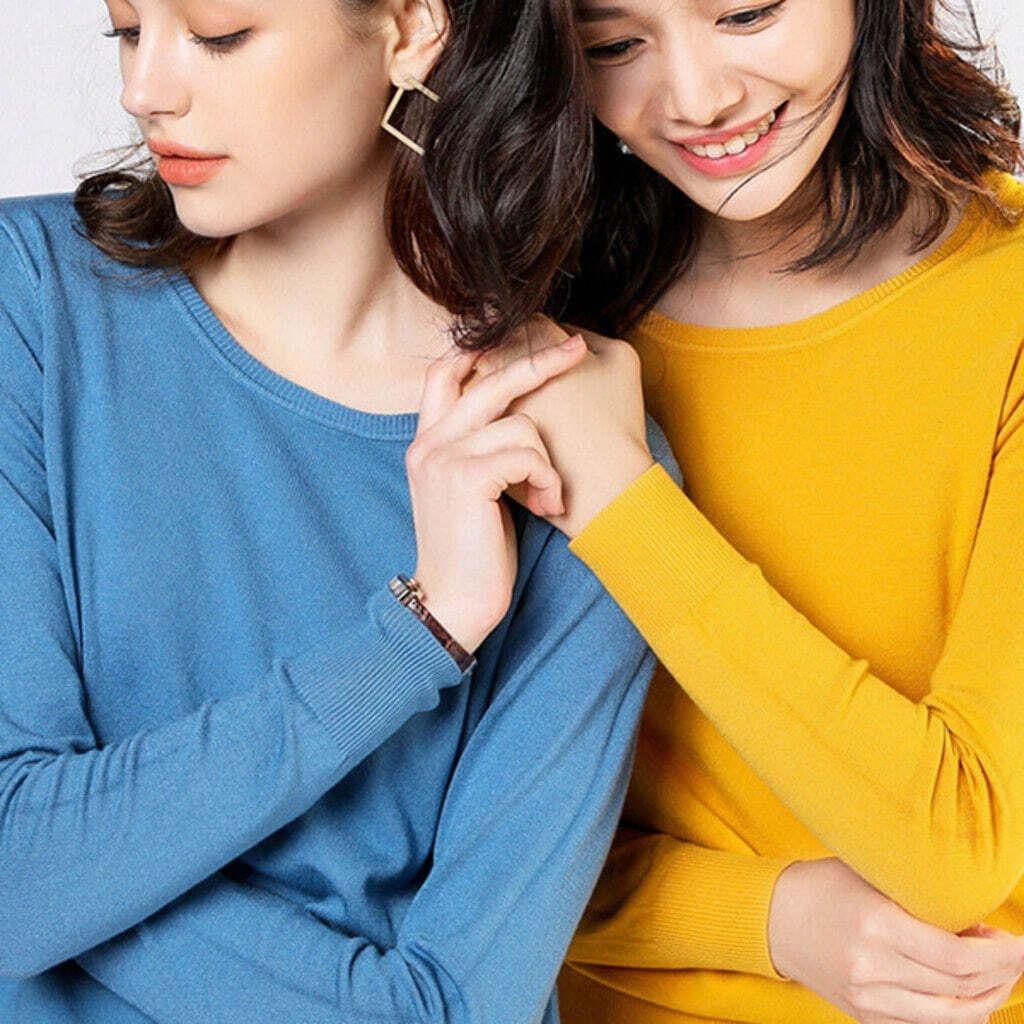 レディース トップス 7カラー レディース ラウンドネック長袖Tシャツ 衣類 CC098