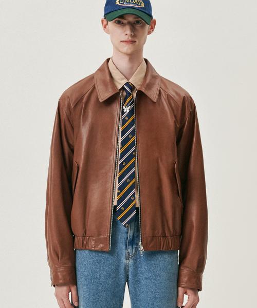 [DOFF JASON] プレミアム オーバーフィット ラムスキン ベジタブル オイル ボマージャケット (キャメル) DF22SS103