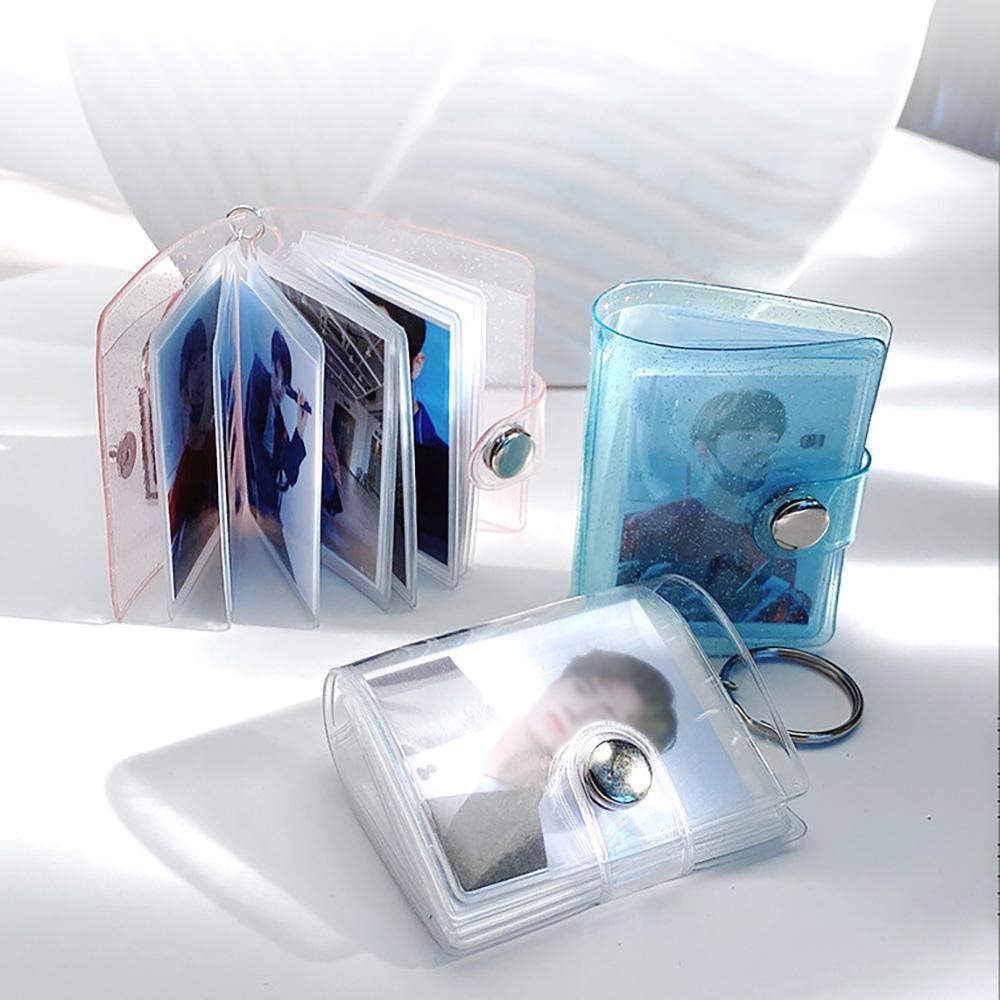 ミニアルバムキーホルダー フォトカード ポカ 띠부실 ステッカー 写真ホルダー バインダー ミニチュア 証明写真 pvc