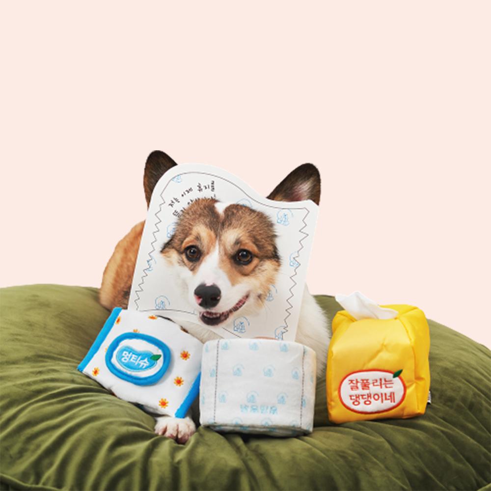 [냥품멍품] 멍ティッシュ ノーズワーク トイレットペーパー引き出し 犬 おもちゃ クンクン ティッシュトイ 分離不安解消 トレーニング 遊び