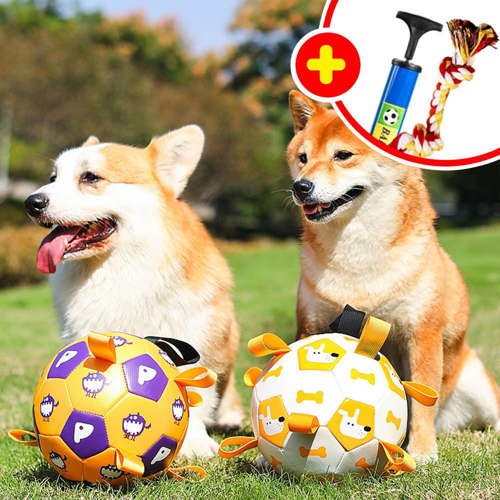 犬用サッカーボール 大型 ボール 遊び おもちゃ 紐付きボール 水遊びボール タグ 大型犬・中型犬用 サッカーボール 19cm