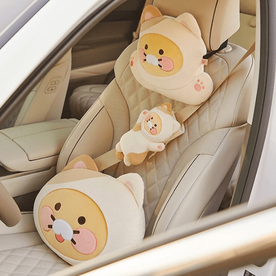 카카오프렌즈 냥냥고양이 춘식이 차량용 안전벨트 커버 춘식이 새차선물 차량 꾸미기