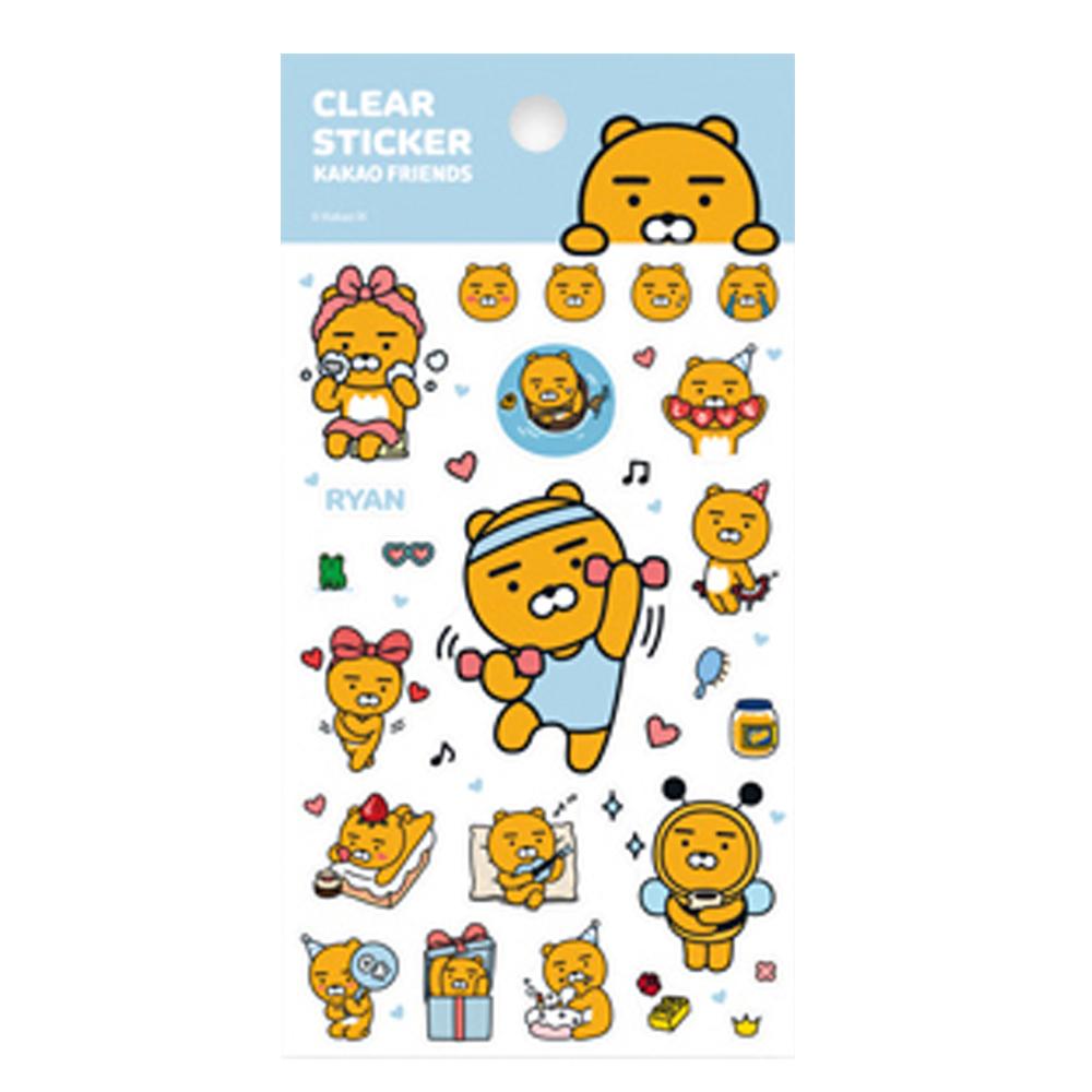 カ카오フレンズ ダイアリー デコステッカー キャラクター 透明ステッカー ライアン