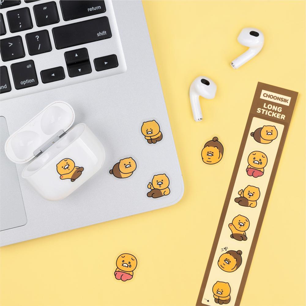 ICONICS カ카오フレンズ チュンシギ ロングステッカー 防水 ダイアリーデコ キャラクターカード ダイアリーデコレーション A