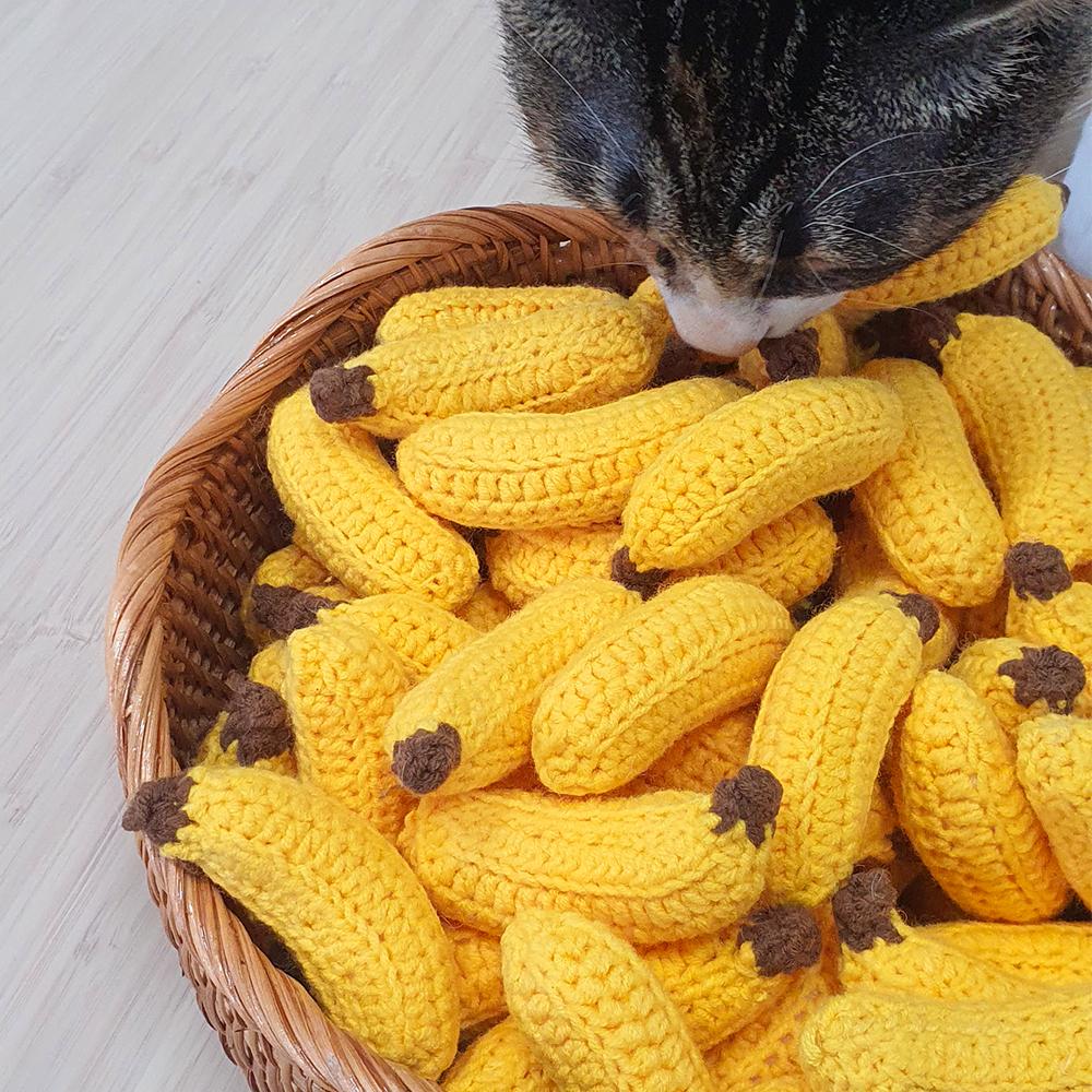 Jooapet もちもち 編み玉 バナナ 猫 ボール遊び おもちゃ 1p