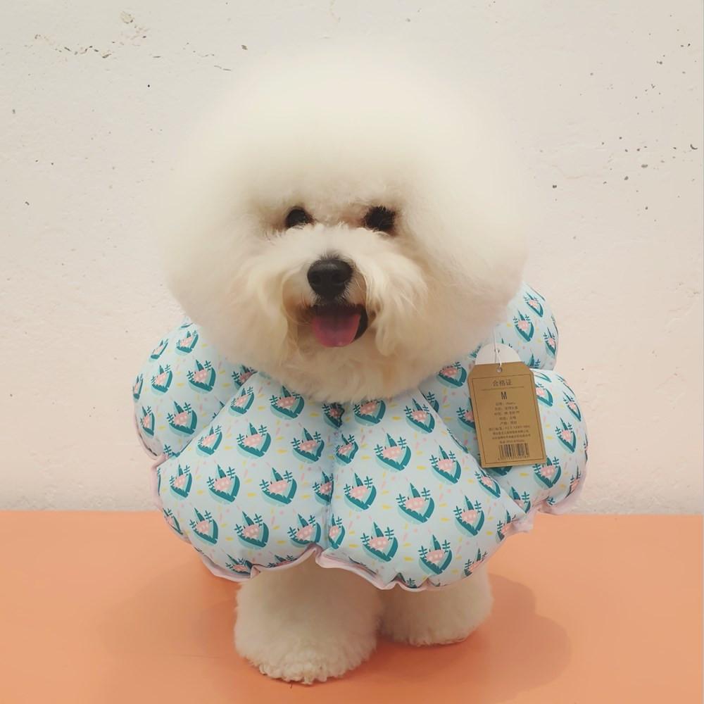 Rich Dog's 完全防水 犬猫用 花柄ネッカー 傷保護 介護用エリザベスカラー 꿀벌 大型犬用 スカイピンク