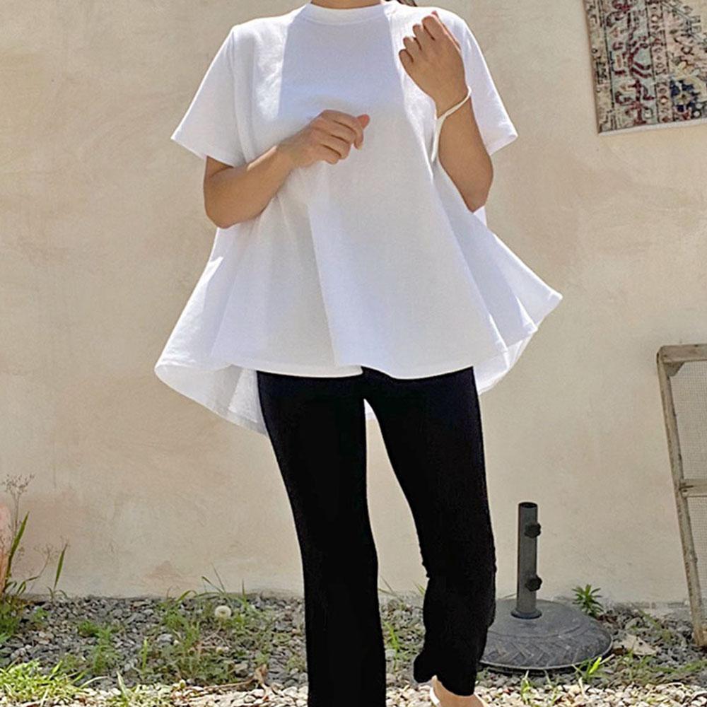 オリジナル Aライン フレア ロング 半袖Tシャツ コットン ビッグサイズ マタニティウェア 妊婦服 トップス