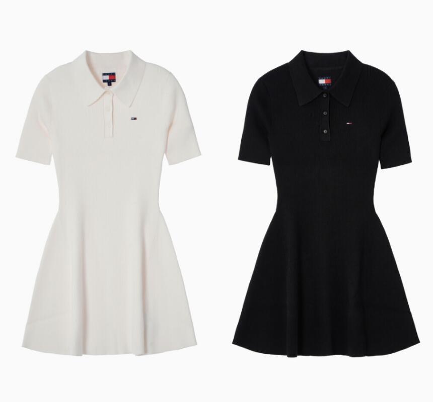 Tommy Hilfiger フレアフィット ポロカラー ニット ワンピース T32F7WOP06TWT1