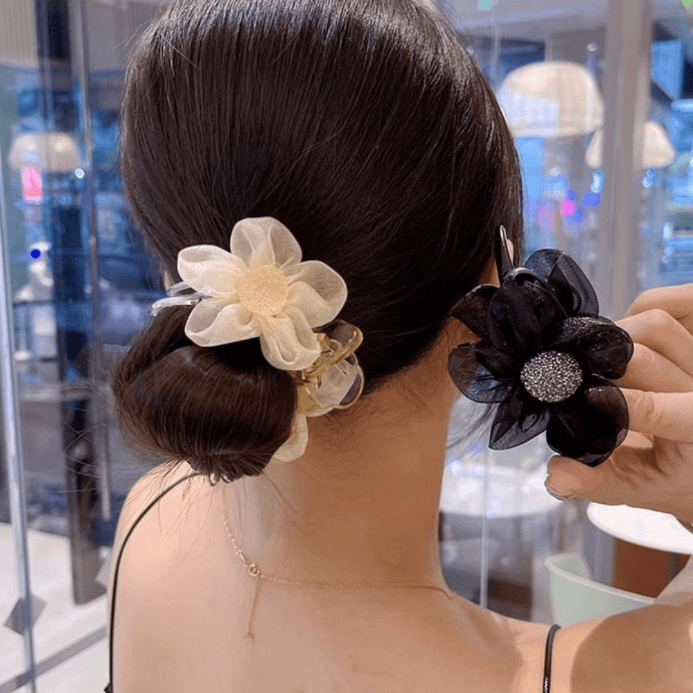 フラワーモチーフ ヘアクリップ 2種セット レディースアクセサリー ロングヘア ヘアアレンジ 彼女へのプレゼント ポニーテール