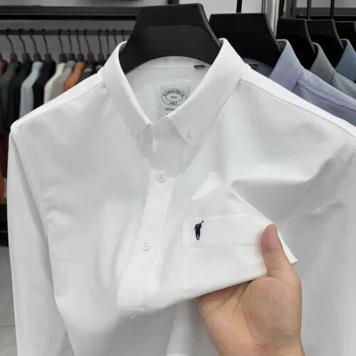 メンズ カジュアル デートルック ソリッドシャツ 春秋コットン 長袖 通勤 ポケット 人気3