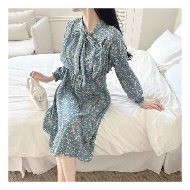 フラワー 러플 원피스 春 秋 シフォン フリル レディース デートルック L9379