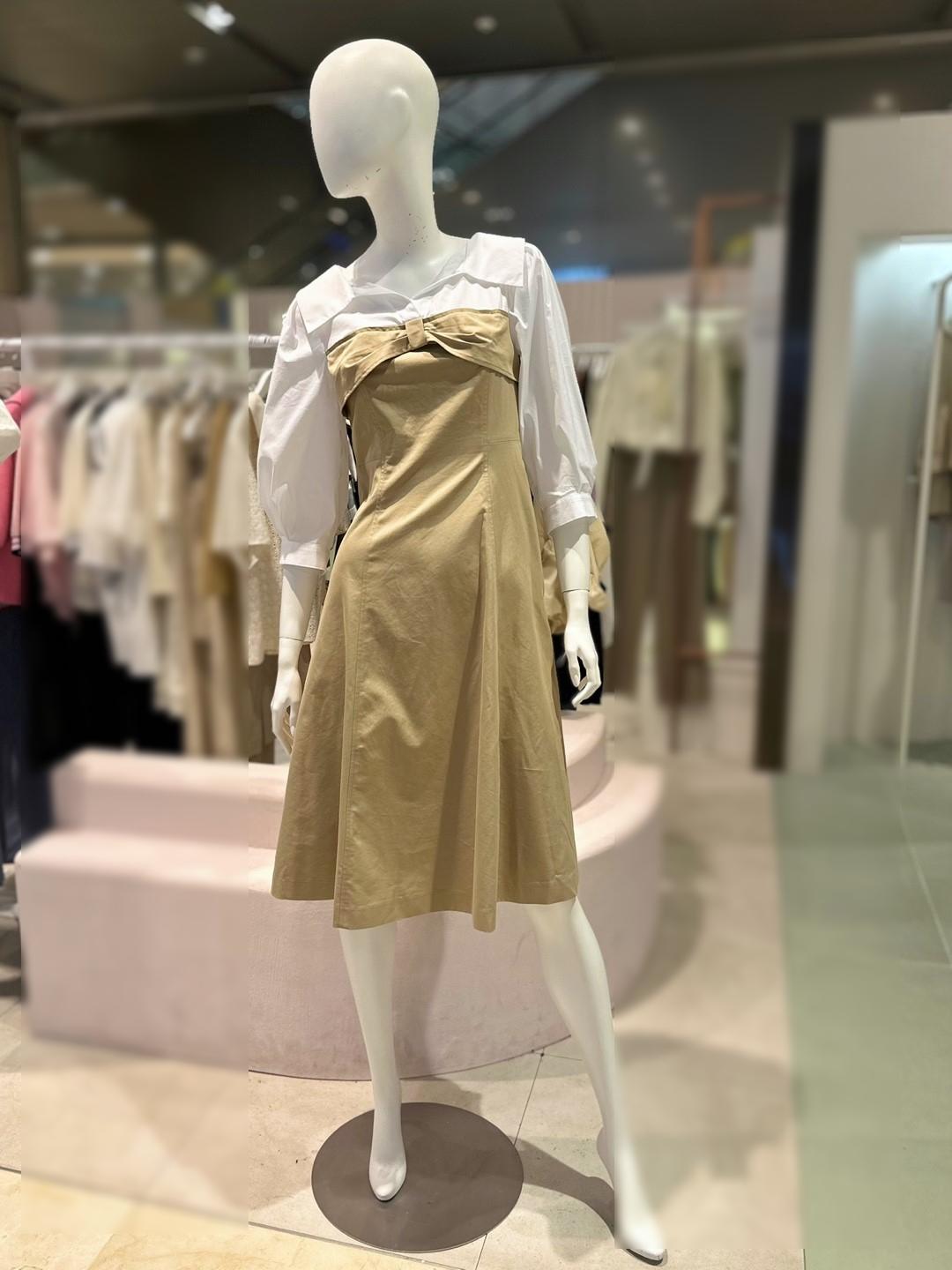 OLIVE DES OLIVE フレンチムード 셔츠 (シャツ) 配色ロングワンピース ow4ao878