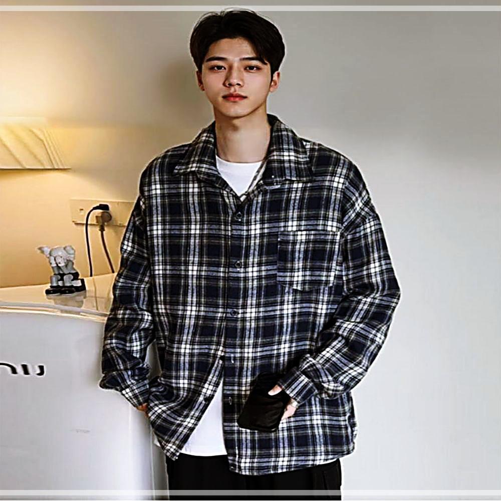 Men's Autumn Check Shirt Casual Date Look Modern Check EWFFZSZS