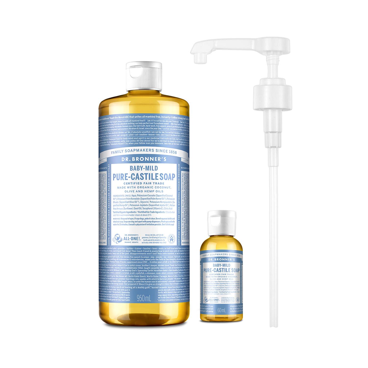 Dr.Bronner's キャスティールソープ ベビーマイルド 950ml+60ml+ポンプセット