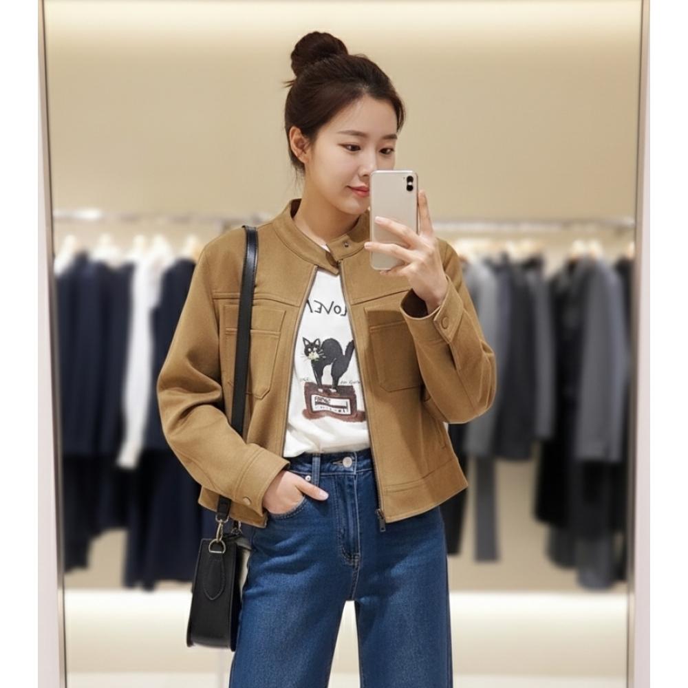 SOUP ハイネック フェイクスエード ショートジャケット sc2le30