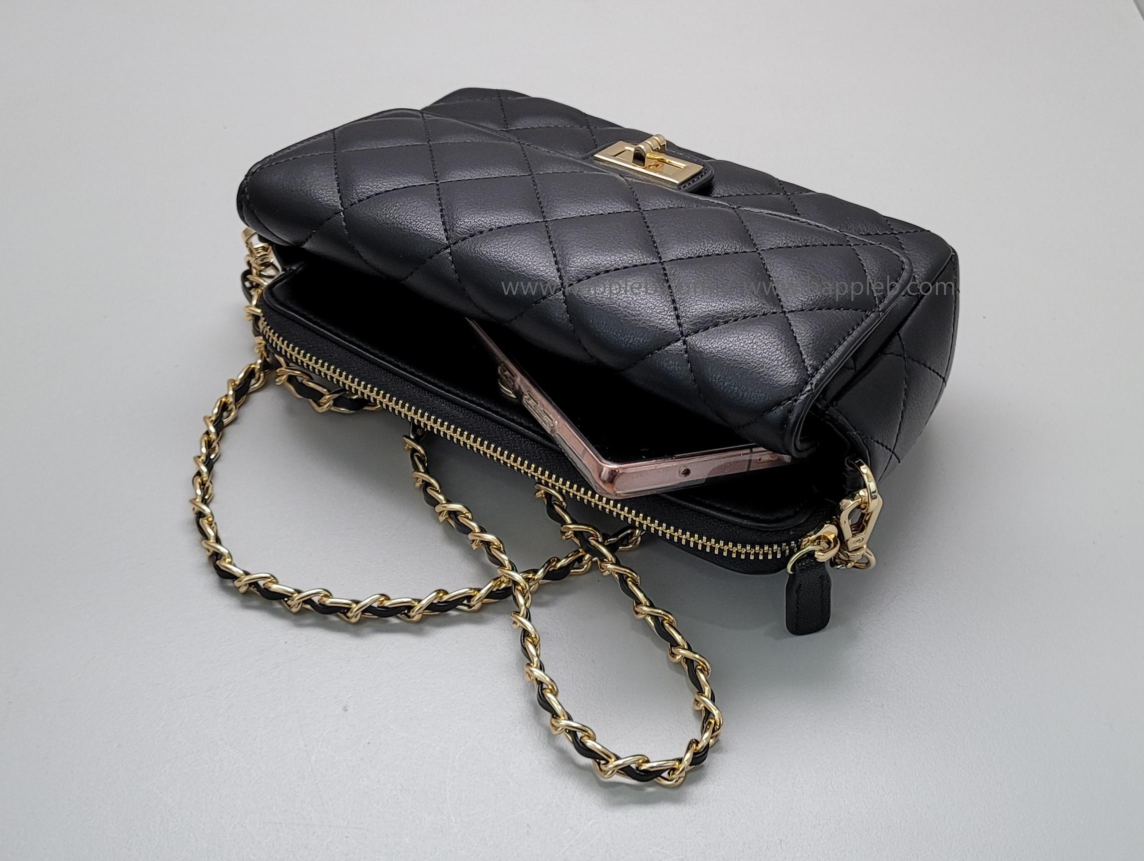 HAPBE（ハプビー） リアルレザー クロスボディバッグ キルティング ミニ ブランド スマホバッグ 旅行用 チェーンストラップ HPB2112