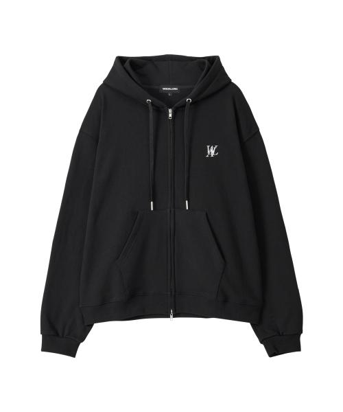 [WOOALONG] Signature hood zip-up - BLACK WL230JHZ01UBLK