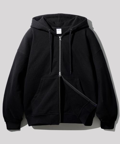 [ジェモッ] ストーン ヘビーウェイト 2WAY ジップアップパーカー 6種 ブラック KJHD2474 5003557481