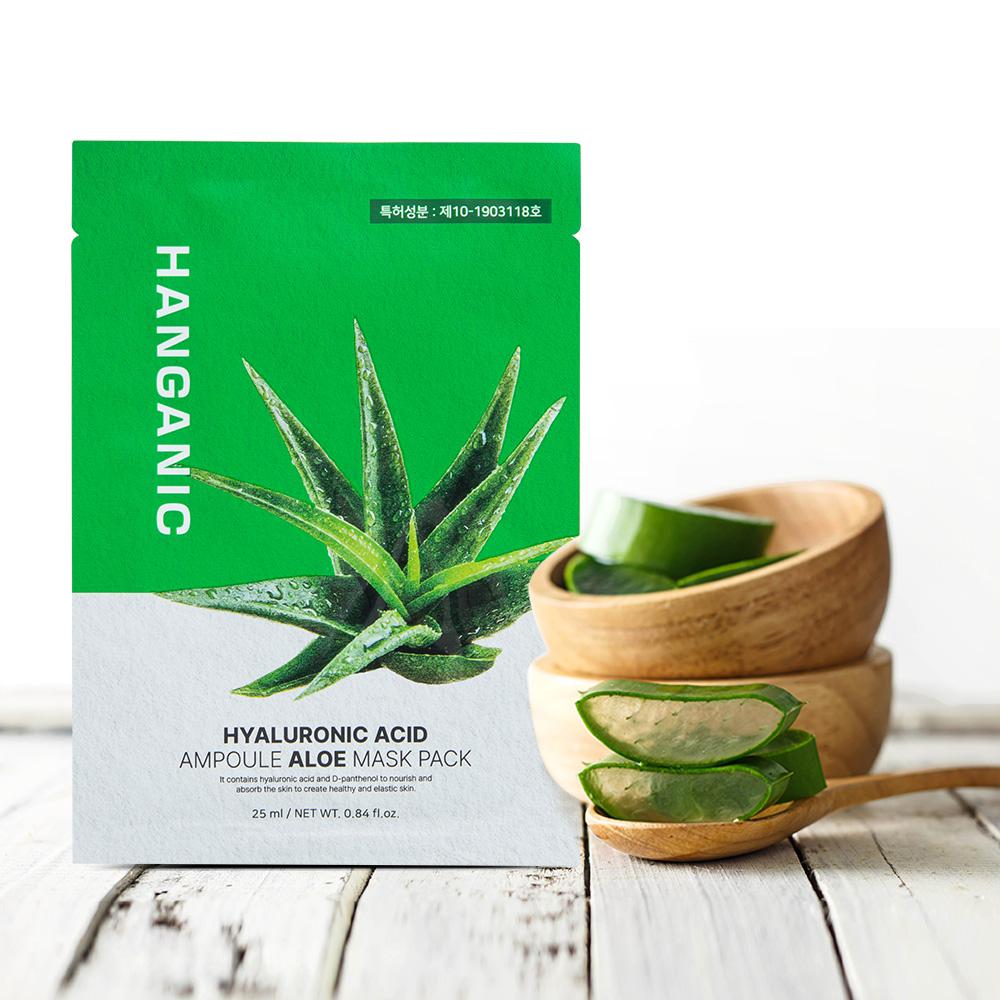 HANGA（ハンガニック）ヒアルロン酸アンプル アロエマスクパック 25枚, 1個