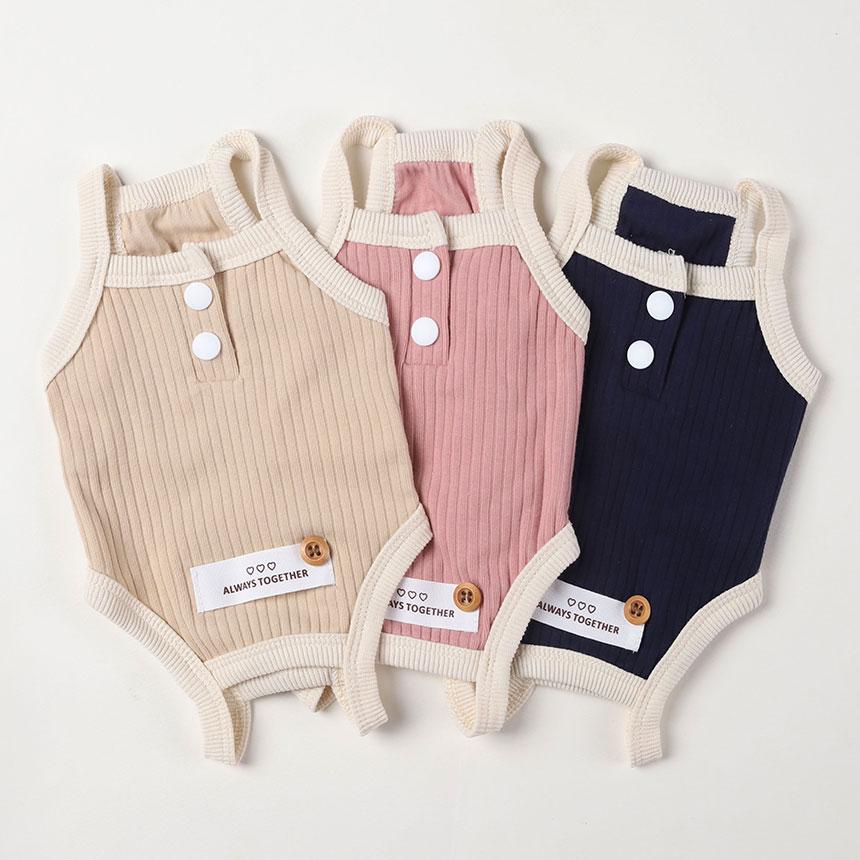 깅아지 部屋着 秋服 犬 タンクトップ 猫服 中型犬 ノースリーブボタン