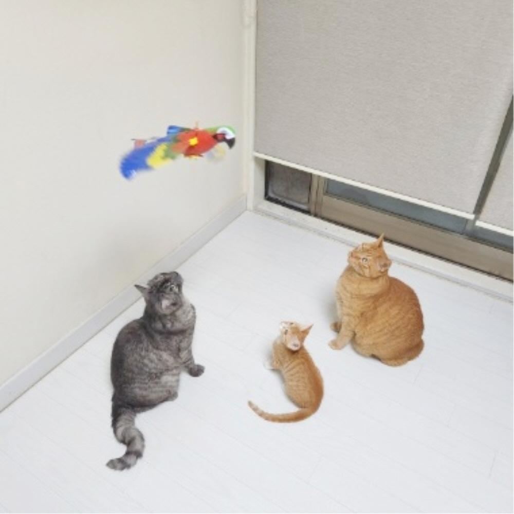 猫おもちゃ 猫 鳥おもちゃ 自動で動く 飛び回る 踊る ハンティング オウム