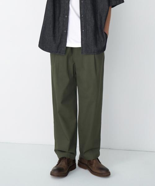 무신사스탠다드 コットン ルーズ テーパード バンディング パンツ カーキ
