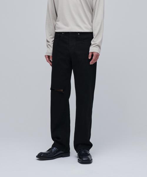 무신사스탠다드 スラッシュストレートデニムパンツ ブラック