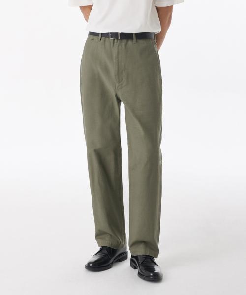 무신사스탠다드 Back Satin Tapered Officer Pants オリーブ