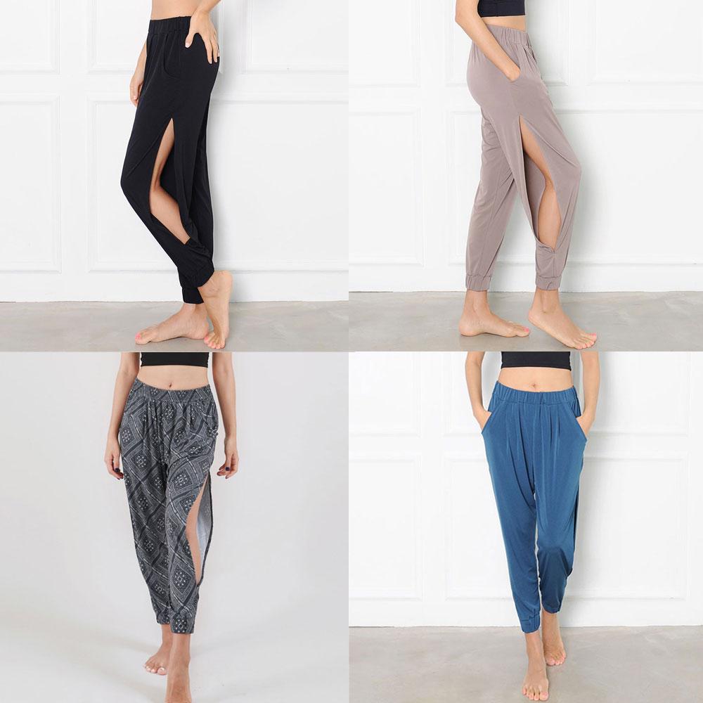 シャマール レディース 夏 ヨガパンツ ヘレナ バンディング ジョガーパンツ サイドスリット ヨガウェア パンツ ワイド バギー アラジン スポーツウェア