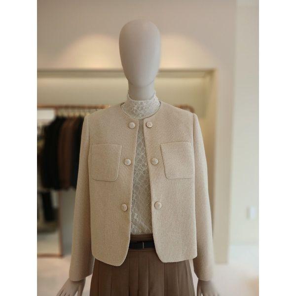 CCCollect ラウンドネック オープン ショートツイードジャケット E253MSF107