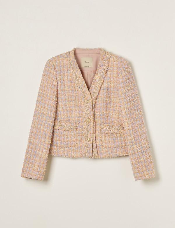 ROEM Vネックツイード ジャケット RMJKF23S13