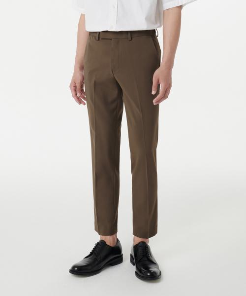 무신사스탠다드 テーパード ヒドゥンバンディング クロップ スラックス ブラウン