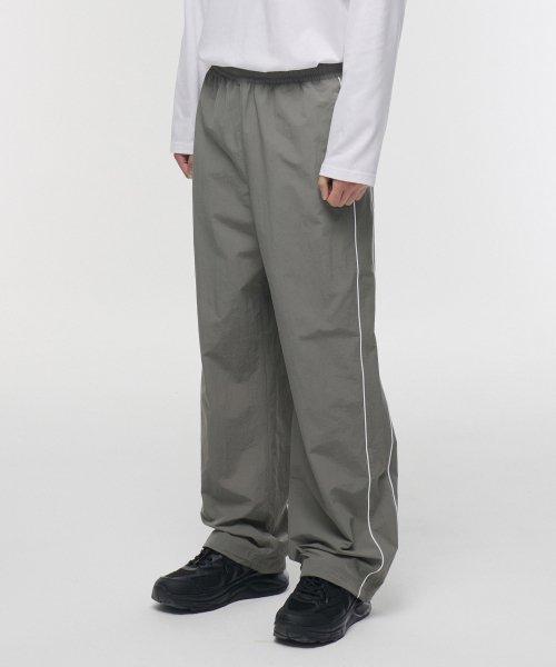 무신사스탠다드 パイピングライン ワイド トラックパンツ グレー