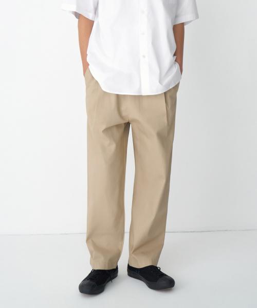 무신사스탠다드 코튼 루즈 테이퍼드 밴딩 팬츠 베이지