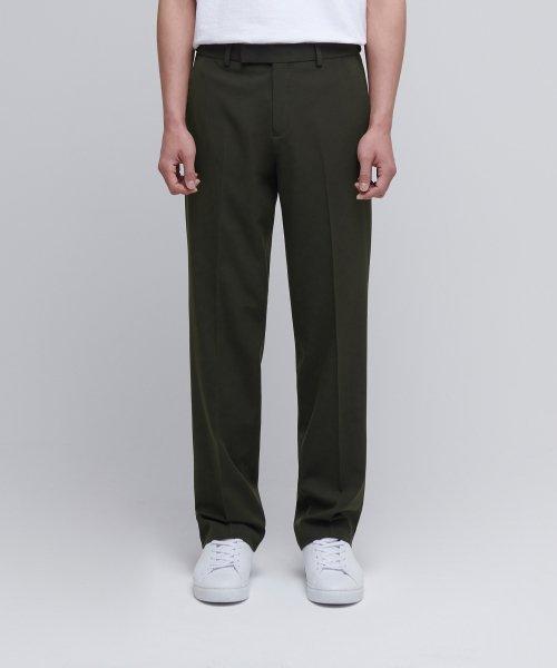 무신사스탠다드 세미 와이드 히든 밴딩 슬랙스 카키