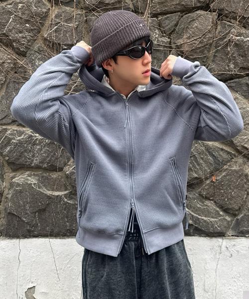 [무신사 스탠다드 스포츠] 와플 오버핏 후드집업 (3color) M61001AJZ18